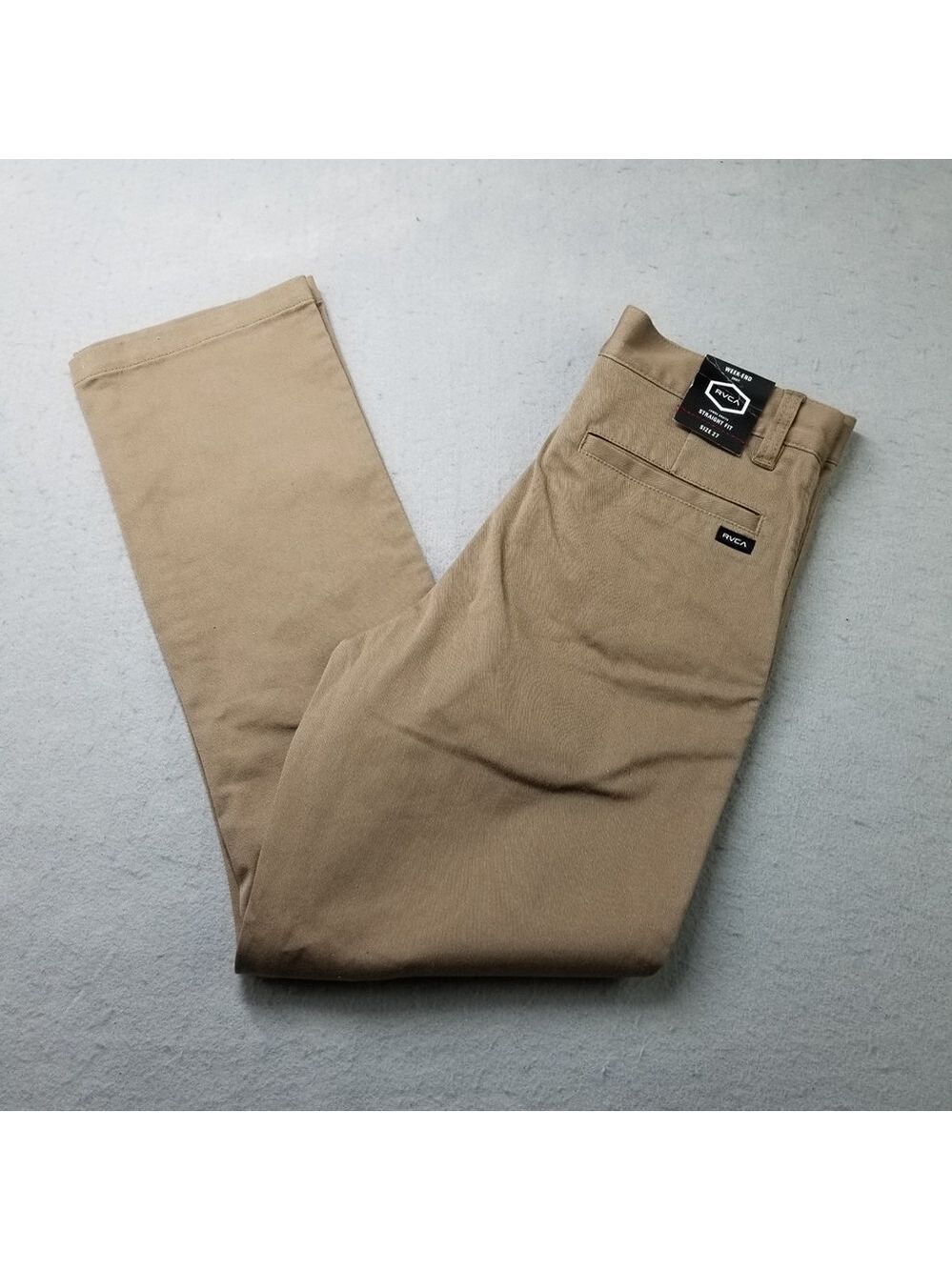 RVCA Pants Boys Size 27X27 Brown Beige Boys Weekend Fit Cotton Blend Straight